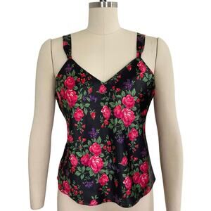 Y2K Cacique Black and Pink Floral Cami